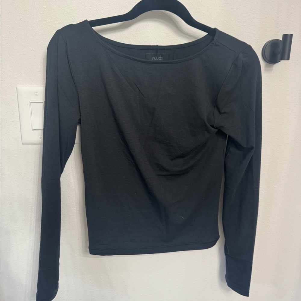 Nuuds black slinky boat neck long sleeve